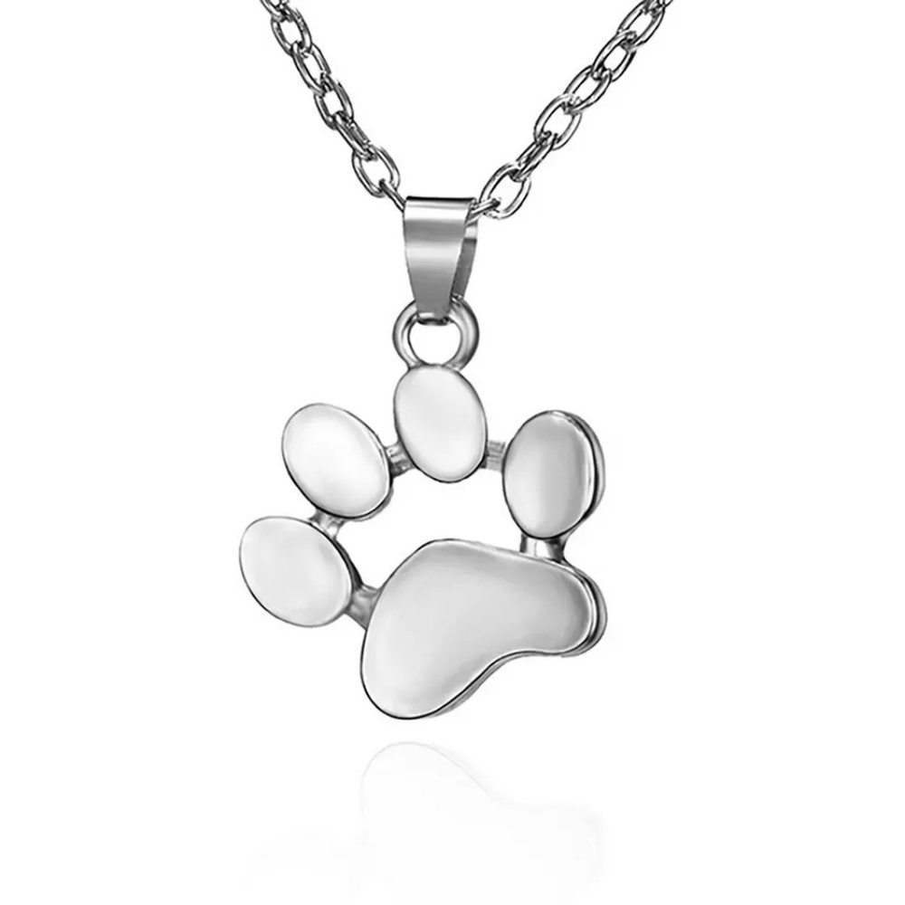 So Cute Silver Dog/Cat Paw Pendant Necklace